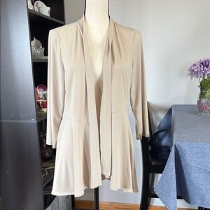 Susan Graver Beige Open Front Cardigan